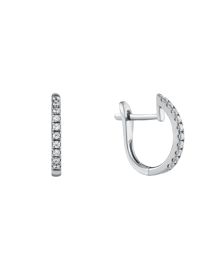 Balto aukso auksiniai auskarai su cirkoniais - Auksiniai auskarai - Goldinga