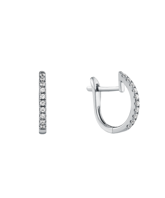 Balto aukso auksiniai auskarai su cirkoniais - Auksiniai auskarai - Goldinga