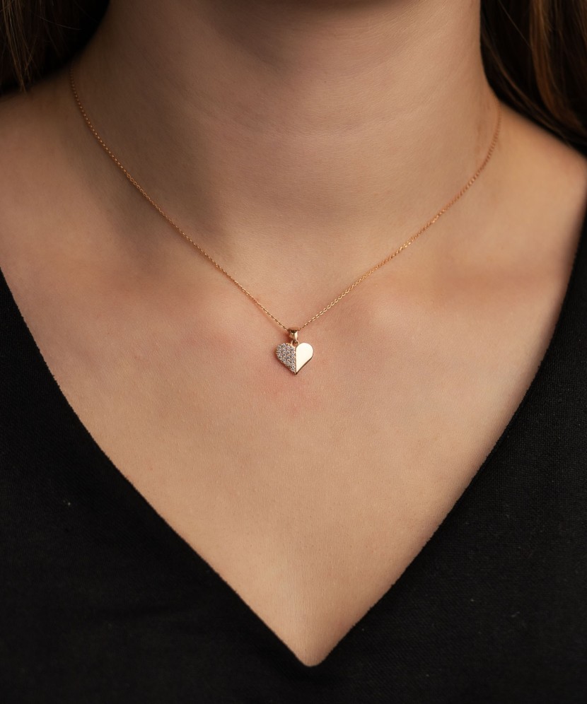 Auksinis pakabukas su cirkoniais "Širdelė" - Auksiniai pakabukai - Goldinga