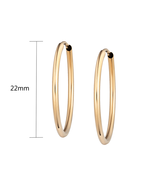 Auksiniai Auskarai Rinkutės 22mm - Auksiniai auskarai - Goldinga