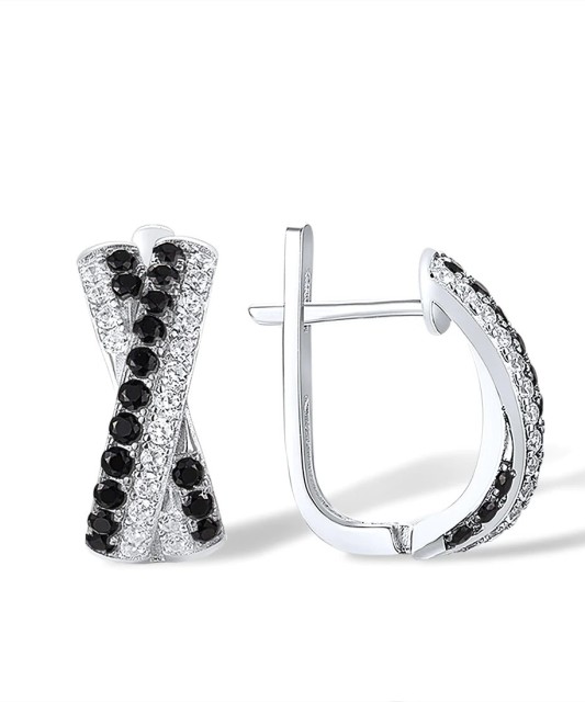 Sidabriniai auskarai su cirkoniais ir špineliais