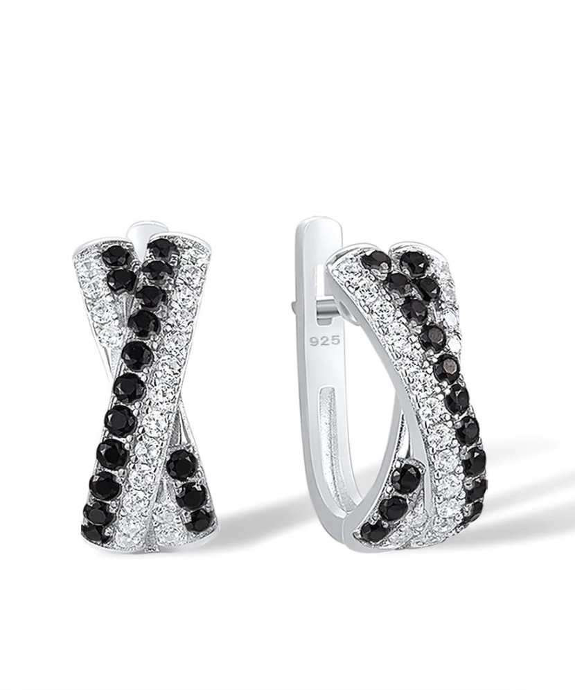 Sidabriniai auskarai su cirkoniais ir špineliais