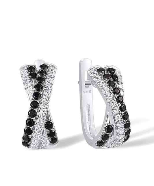 Sidabriniai auskarai su cirkoniais ir špineliais