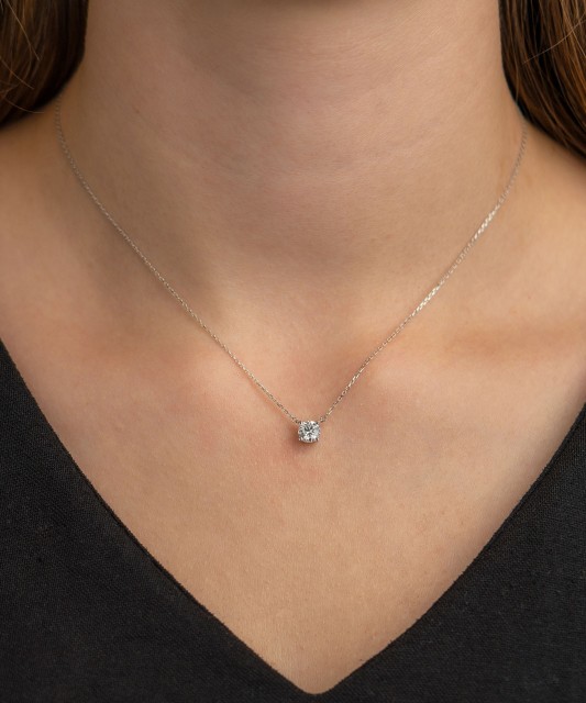 Balto aukso grandinėlė su cirkonio pakabuku