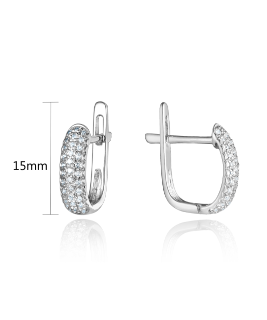 Balto aukso auskarai su deimantais - Auksiniai Auskarai su brangakmeniais - Goldinga
