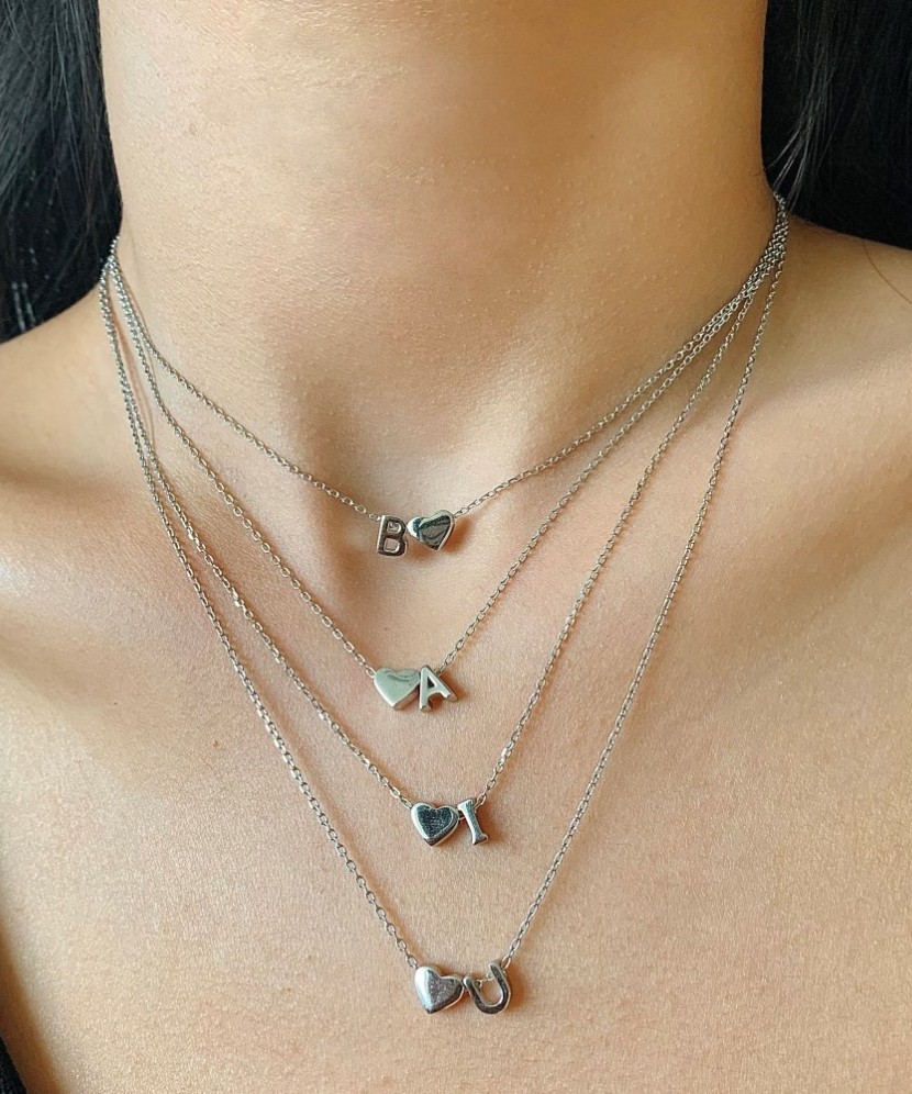 Sidabrinė Grandinėlė Su Pakabuku Raidė J - Sidabrinės grandinėlės su pakabukais - Goldinga