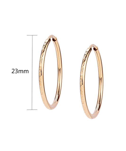 Auksiniai auskarai graviruotos rinkutės 23mm - Auksiniai auskarai - Goldinga