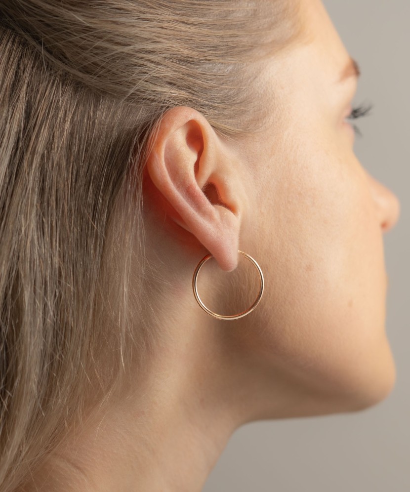 Auksiniai auskarai graviruotos rinkutės 23mm - Auksiniai auskarai - Goldinga