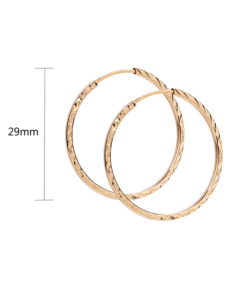 Auksiniai auskarai graviruotos rinkutės 29mm - Auksiniai auskarai - Goldinga