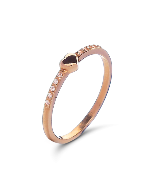 Auksinis žiedas su cirkoniais "širdelė" - Auksiniai žiedai - Goldinga