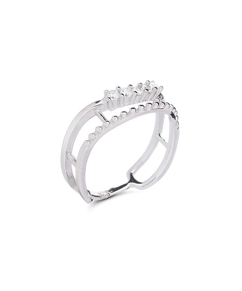 Sidabrinis žiedas su cirkoniais - Sidabriniai žiedai - Goldinga