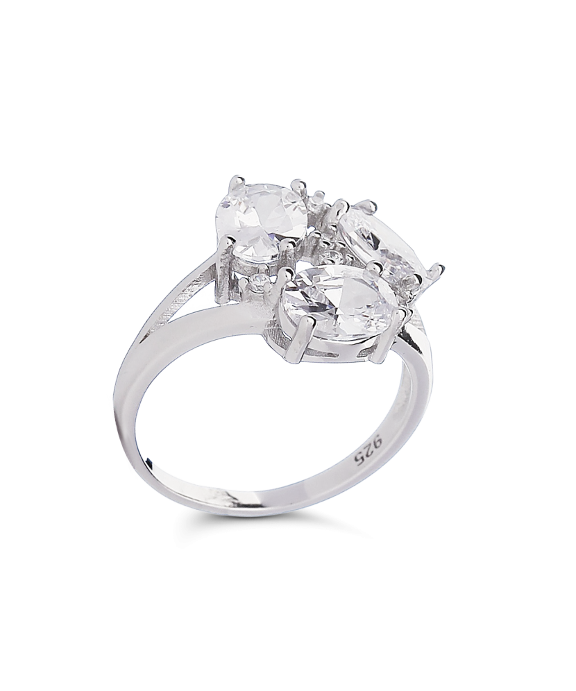 Sidabrinis žiedas su cirkoniais - Sidabriniai žiedai - Goldinga