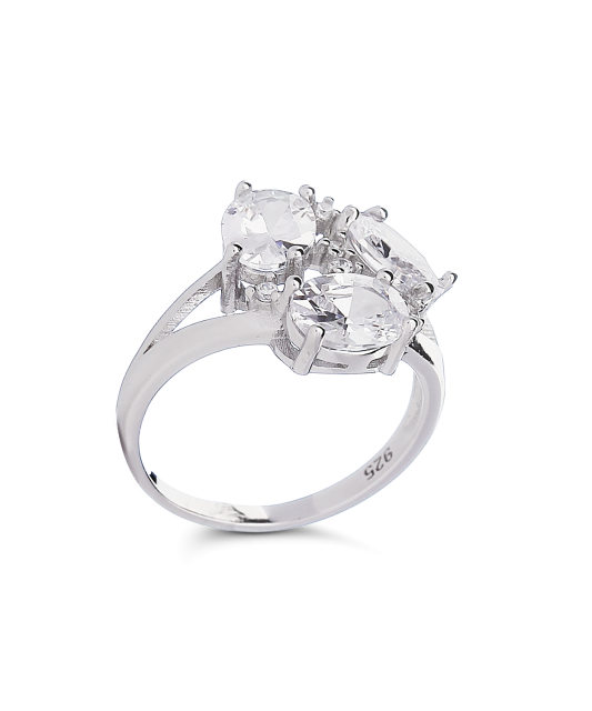 Sidabrinis žiedas su cirkoniais - Sidabriniai žiedai - Goldinga