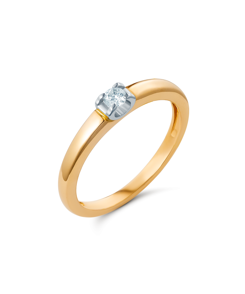 Auksinis žiedas su briliantu 0,084ct - Auksiniai Žiedai su brangakmeniais - Goldinga