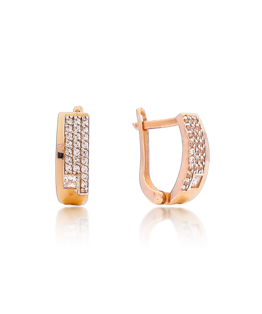 Auksiniai auskarai su cirkoniais - Auksiniai auskarai - Goldinga