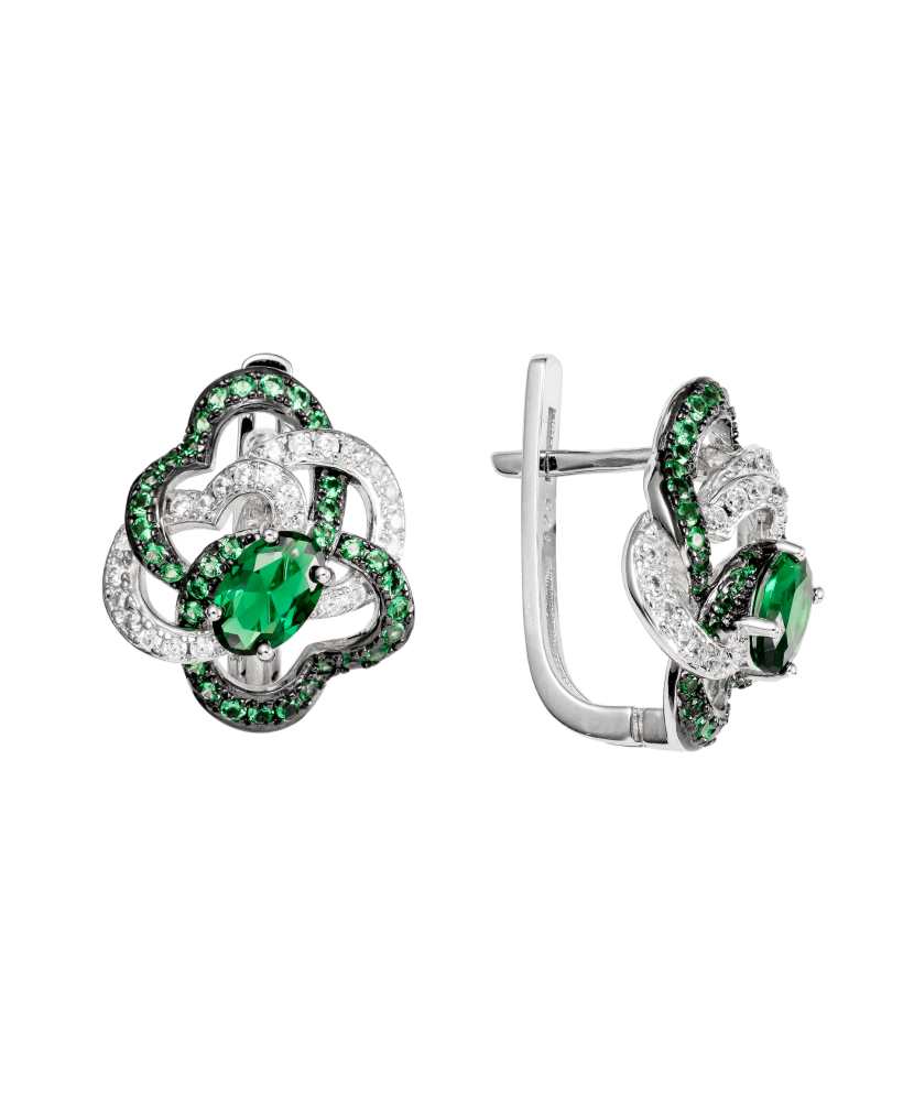 Sidabriniai auskarai su špineliais ir cirkoniais - Sidabriniai auskarai - Goldinga