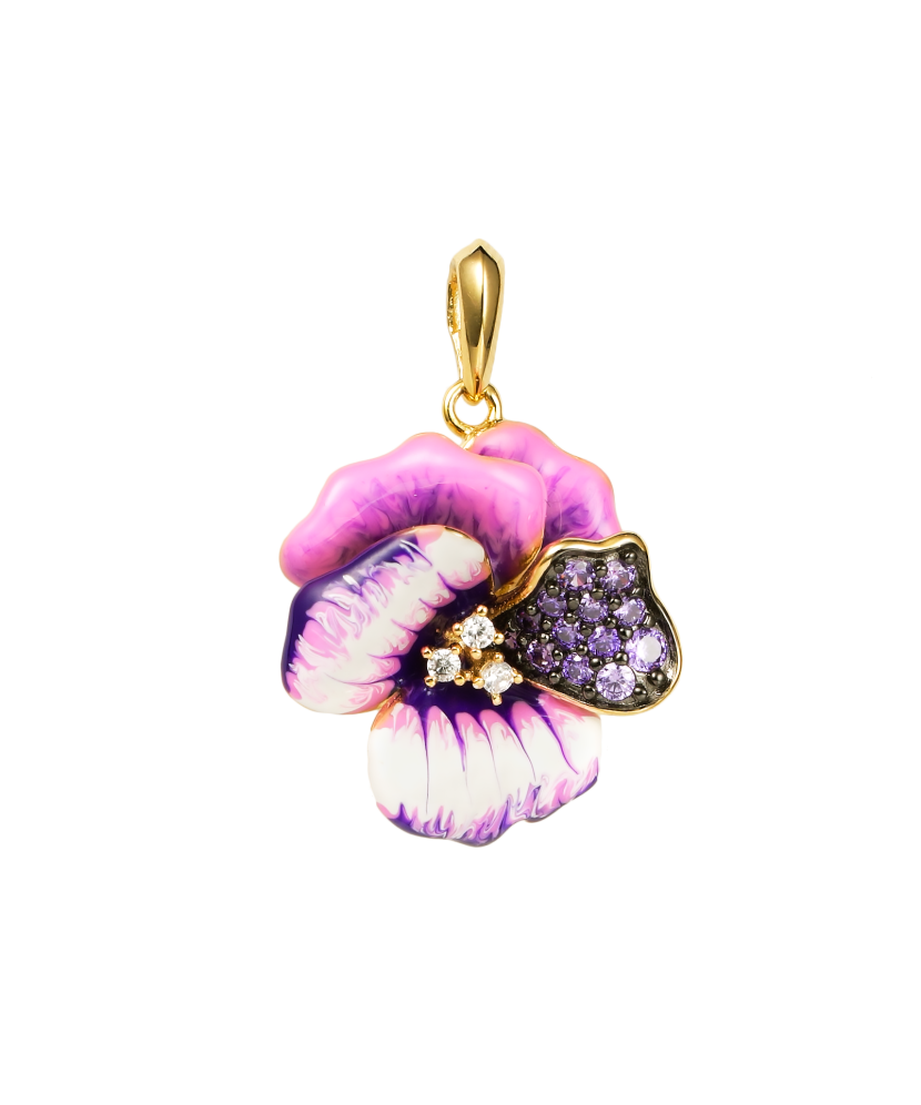 Sidabrinis paauksuotas pakabukas su emale ir cirkoniais - Sidabriniai pakabukai - Goldinga