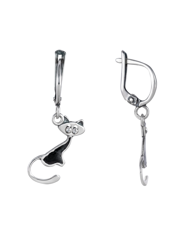 Sidabriniai auskarai su cirkoniais "Katė" - Sidabriniai auskarai - Goldinga