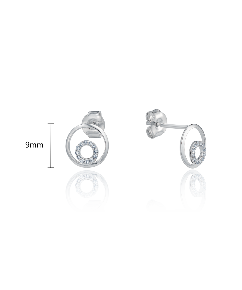 Balto aukso auskarai su deimantais - Auksiniai Auskarai su brangakmeniais - Goldinga