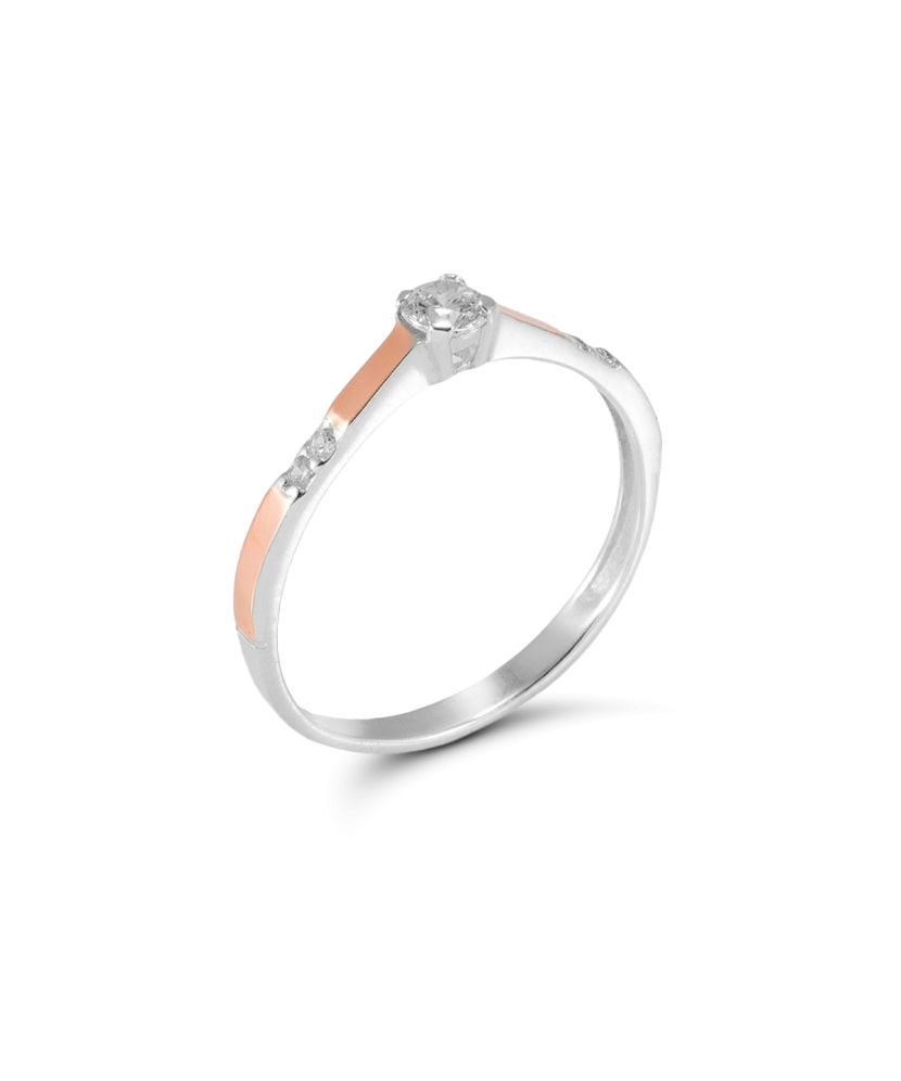 Sidabrinis žiedas su cirkoniais dengtas auksu - Sidabriniai žiedai - Goldinga