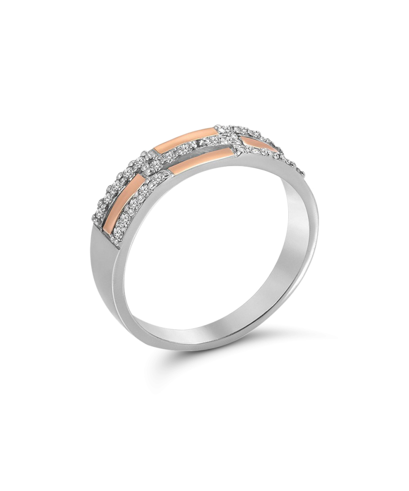 Sidabrinis žiedas su cirkoniais dengtas auksu - Sidabriniai žiedai - Goldinga