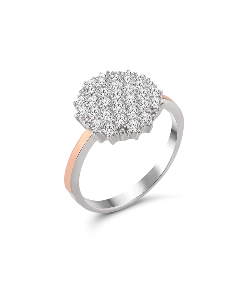 Sidabrinis žiedas su cirkoniais dengtas auksu - Sidabriniai žiedai - Goldinga