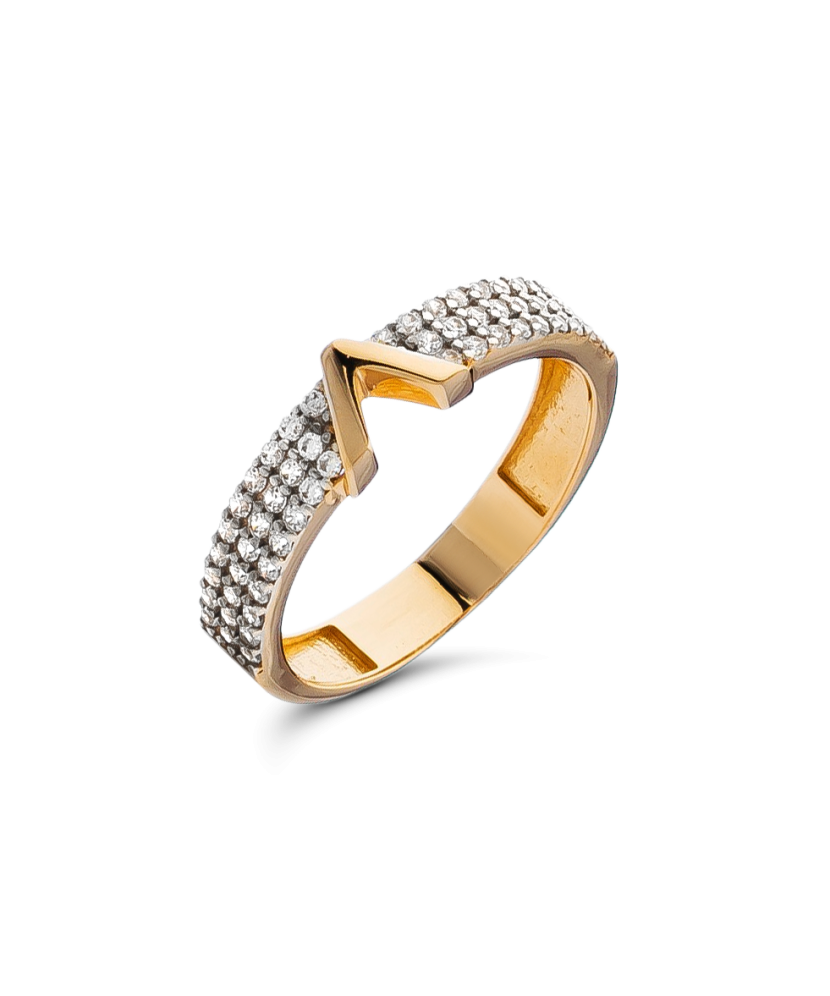 Auksinis žiedas su cirkoniais - Auksiniai žiedai - Goldinga