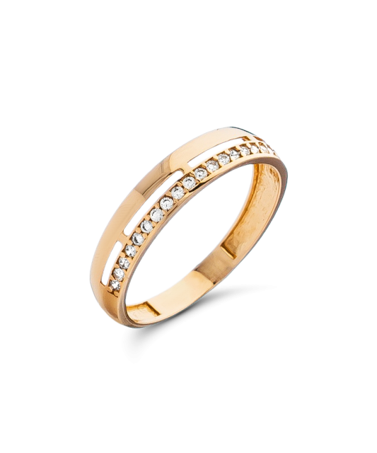 Auksinis žiedas su cirkoniais - Auksiniai žiedai - Goldinga
