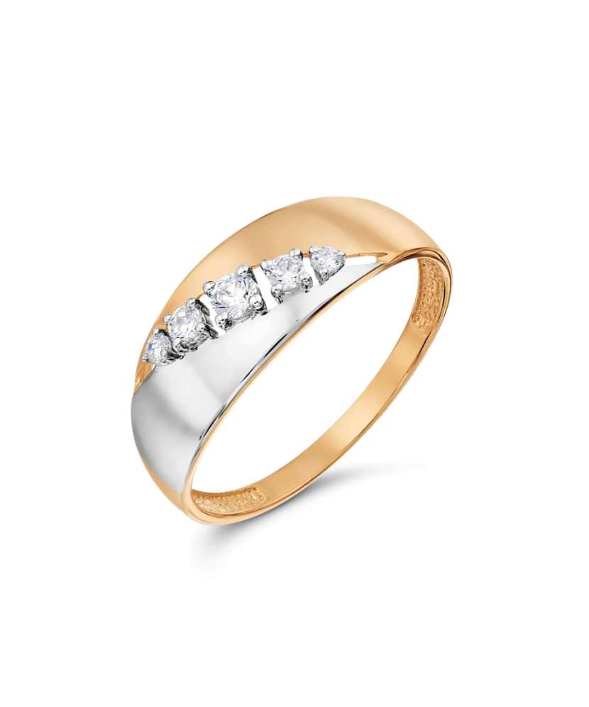 Auksinis žiedas su cirkoniais - Auksiniai žiedai - Goldinga