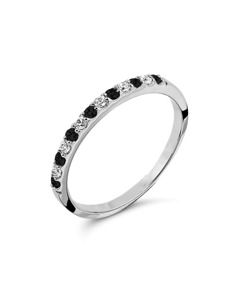 Balto aukso žiedas su cirkoniais - Auksiniai žiedai - Goldinga