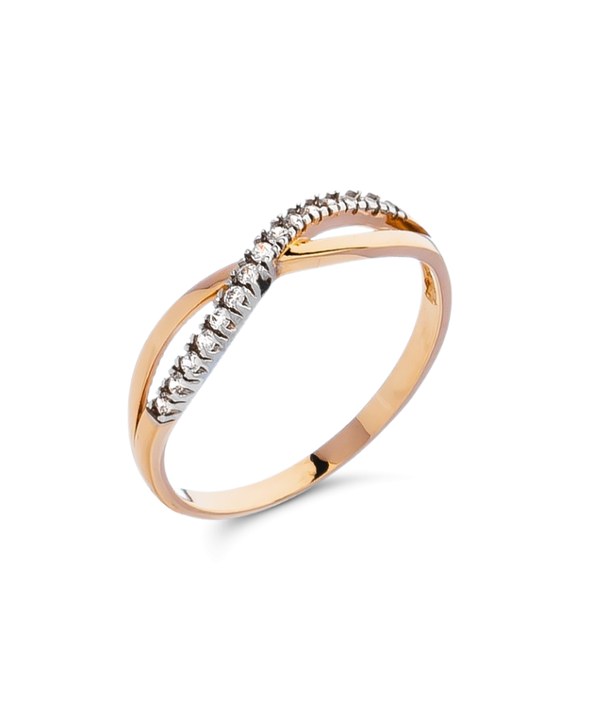 Auksinis žiedas su cirkoniais - Auksiniai žiedai - Goldinga