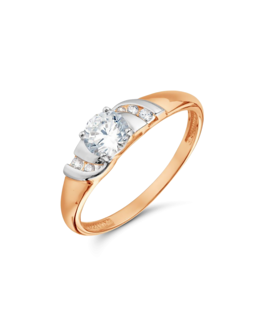 Auksinis žiedas su cirkoniais - Auksiniai žiedai - Goldinga