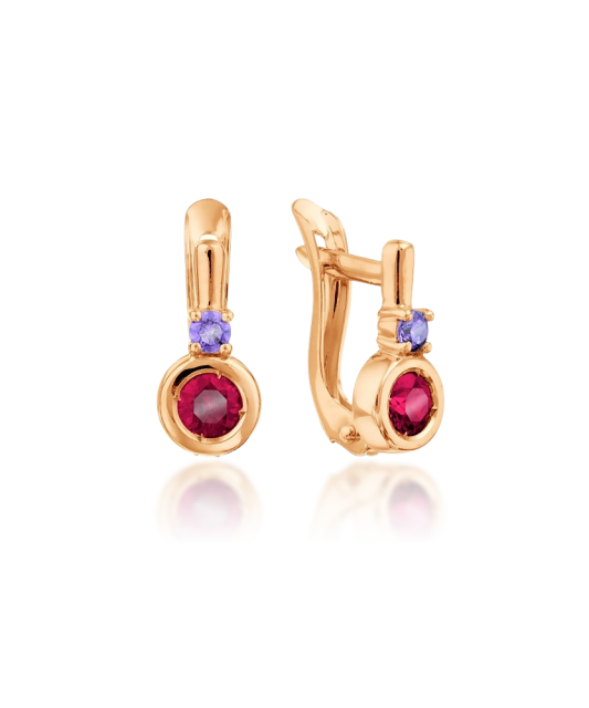 Auksiniai auskarai su kristalu - Auksiniai auskarai - Goldinga