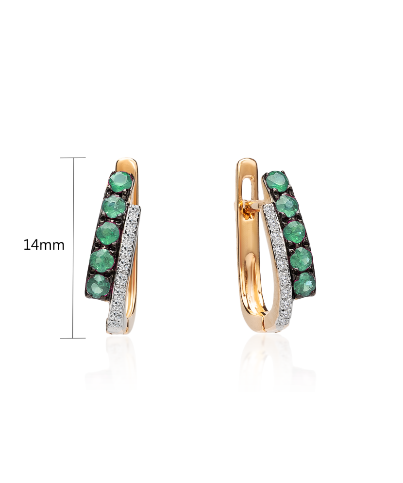 Auksiniai auskarai su deimantais ir smaragdais - Auksiniai Auskarai su brangakmeniais - Goldinga