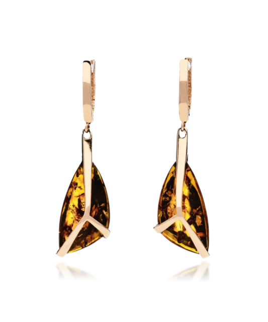 Auksiniai auskarai su gintaru - Auksiniai auskarai - Goldinga