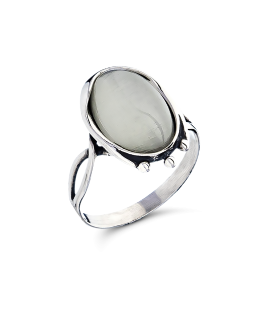Sidabrinis žiedas su Katės akies akmeniu - Sidabriniai žiedai - Goldinga