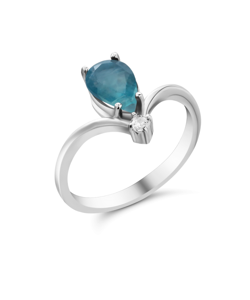 Sidabrinis žiedas su fluoritu ir cirkoniu - Sidabriniai žiedai - Goldinga