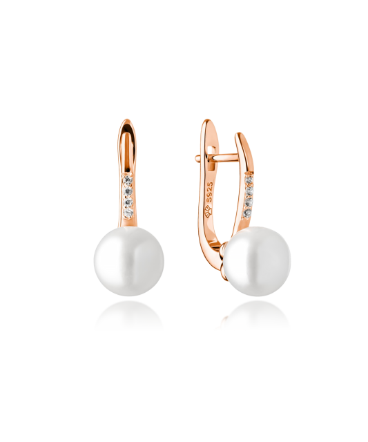 Paauksuoti sidabriniai auskarai su natūraliu perlu - Auskarai su perlais - Goldinga