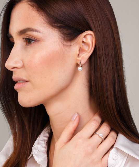 Paauksuoti sidabriniai auskarai su natūraliu perlu - Auskarai su perlais - Goldinga