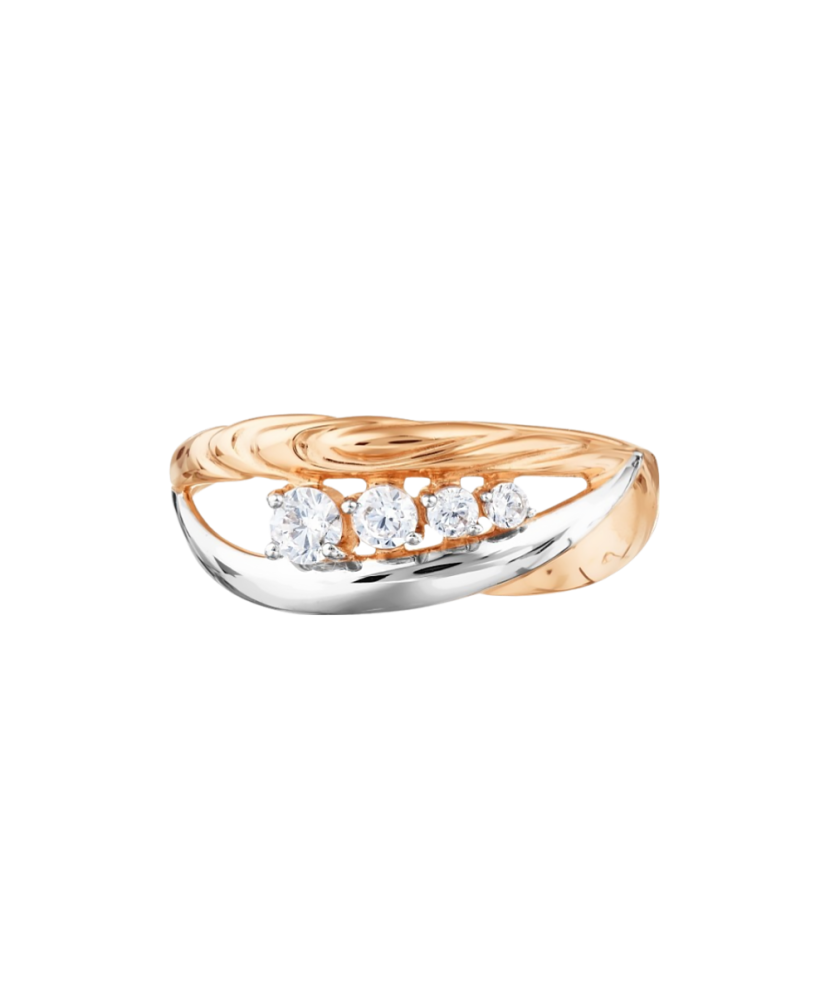 Auksinis žiedas su cirkoniais - Auksiniai žiedai - Goldinga