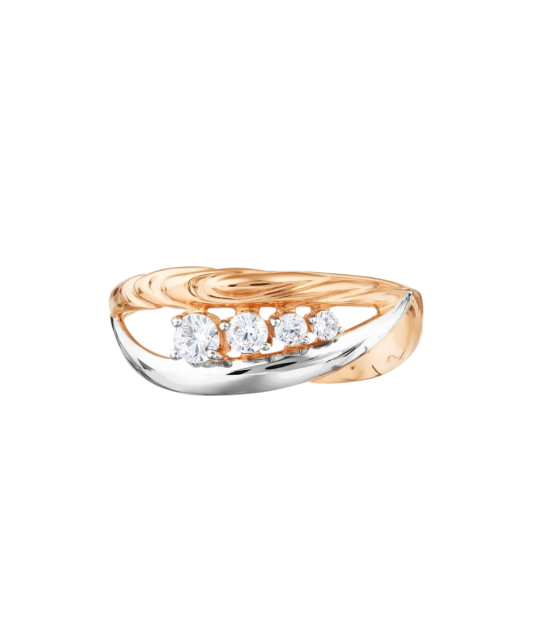 Auksinis žiedas su cirkoniais - Auksiniai žiedai - Goldinga