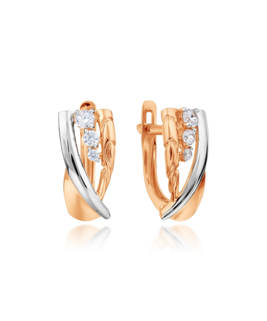 Auksiniai auskarai su cirkoniais - Auksiniai auskarai - Goldinga