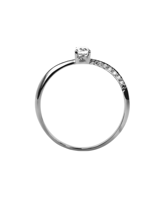 Balto aukso žiedas su cirkoniais - Auksiniai žiedai - Goldinga