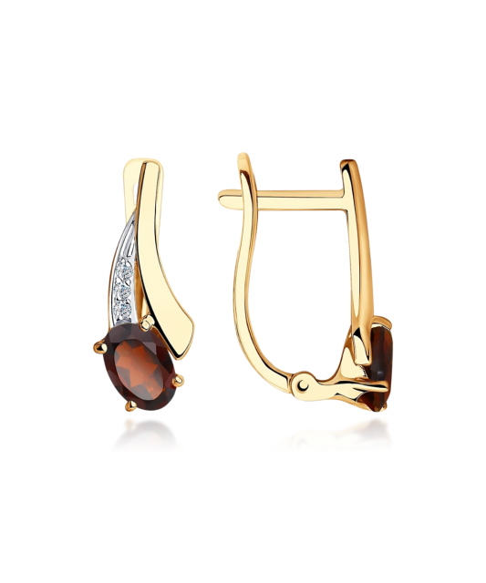 Auksiniai auskarai su granatais ir cirkoniais - Auksiniai auskarai - Goldinga