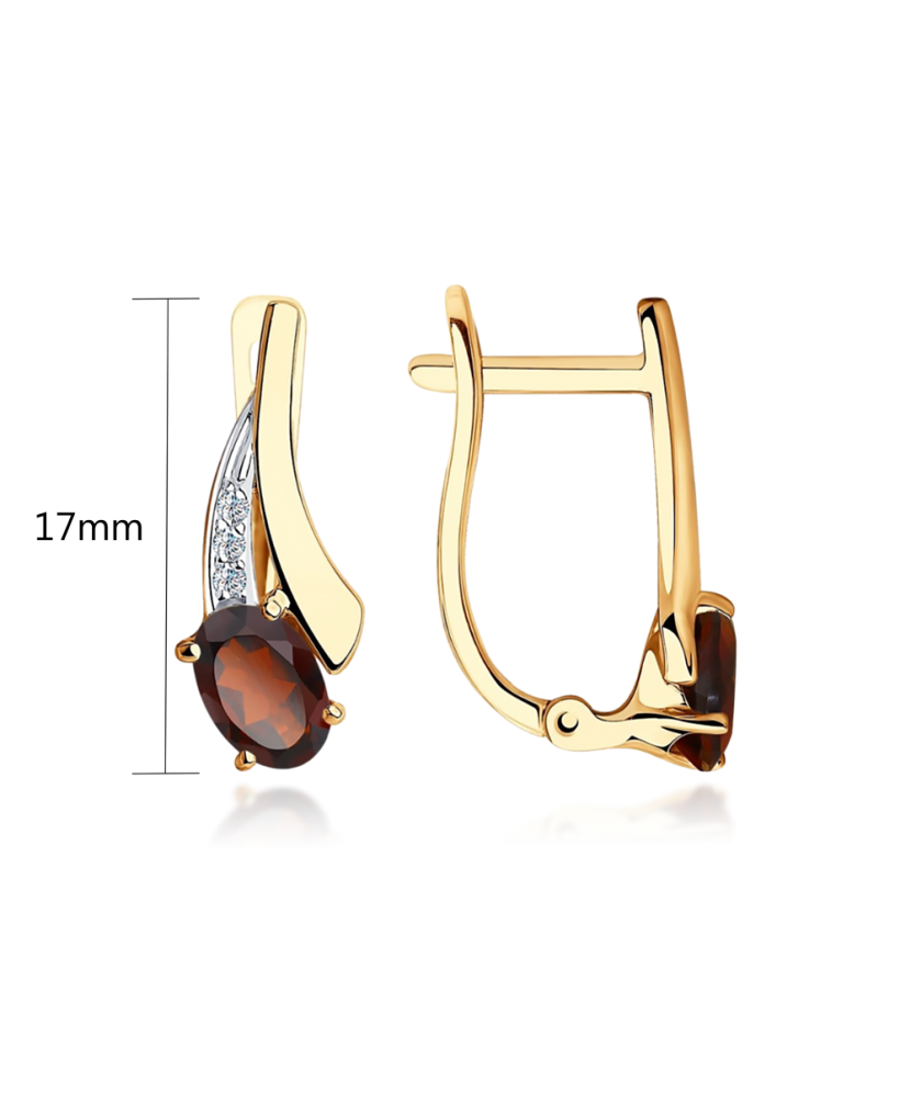 Auksiniai auskarai su granatais ir cirkoniais - Auksiniai auskarai - Goldinga