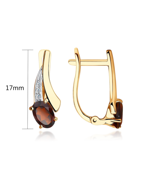 Auksiniai auskarai su granatais ir cirkoniais - Auksiniai auskarai - Goldinga