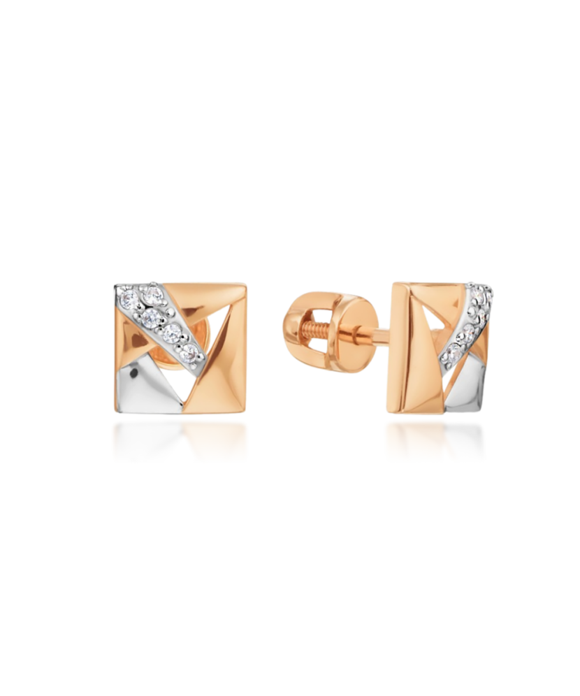 Auksiniai auskarai su cirkoniais - Auksiniai auskarai - Goldinga