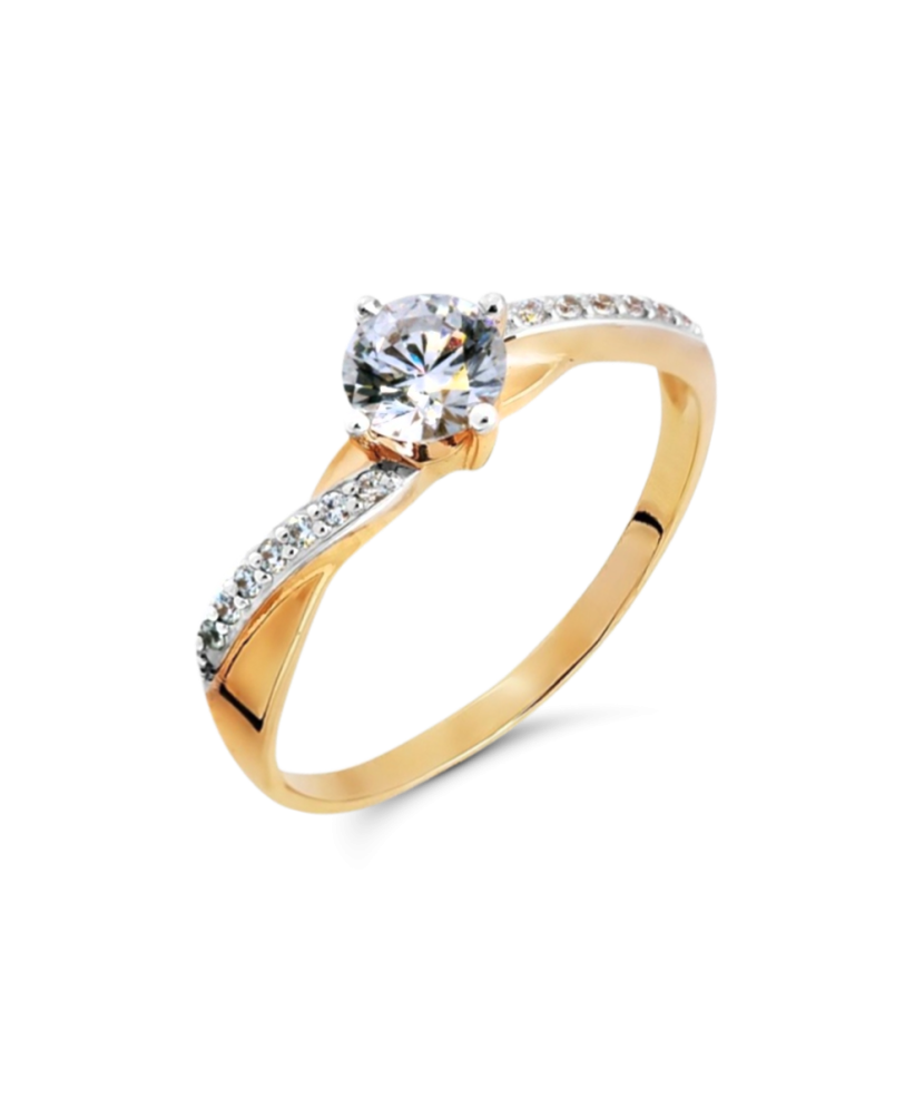 Auksinis žiedas su kristalais - Auksiniai žiedai - Goldinga