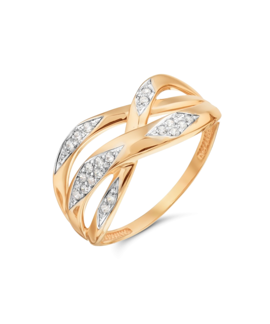 Auksinis žiedas su cirkoniais - Auksiniai žiedai - Goldinga