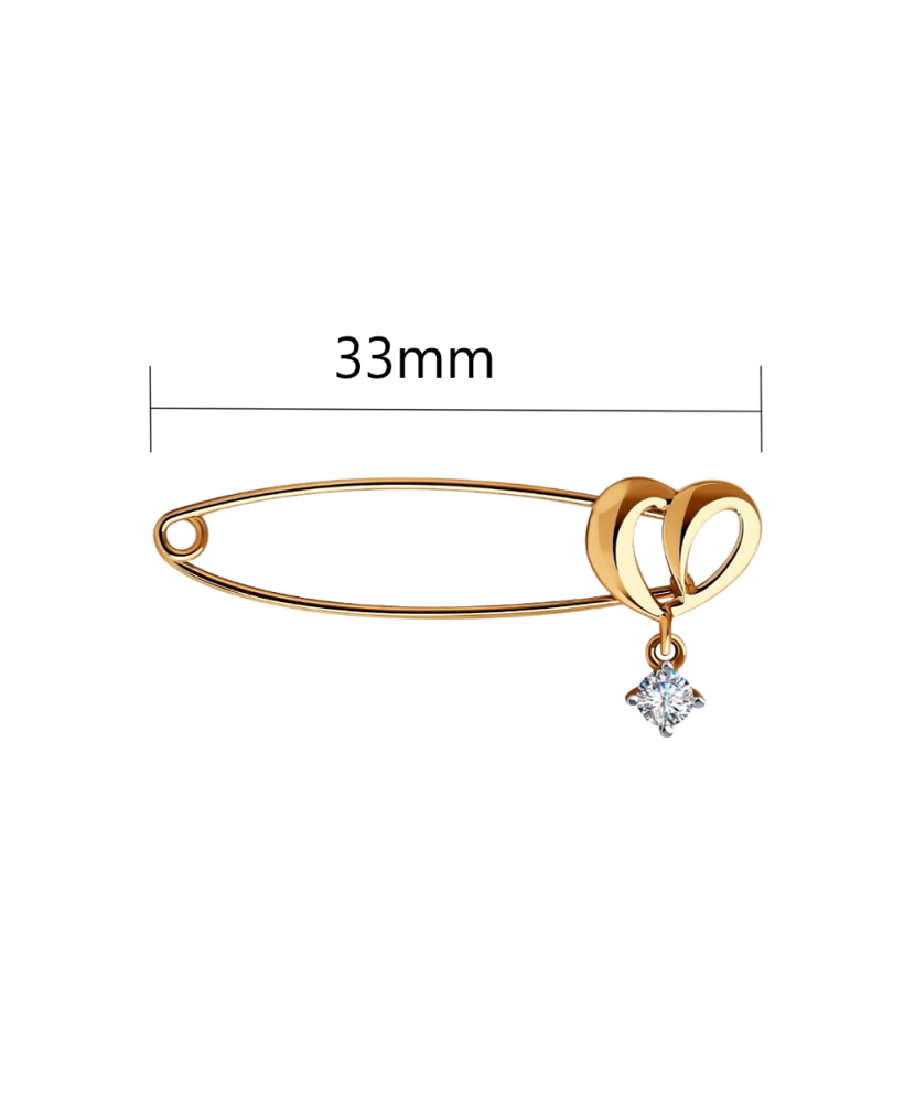 Auksinė sagė su cirkoniu "Širdelė" - Sagės - Goldinga